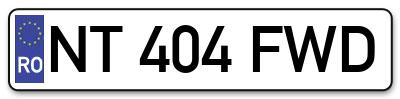 Placuta inmatriculare numar auto  NT-404-FWD, NT 404 FWD, NT404FWD
