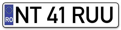 Placuta inmatriculare numar auto  NT-41-RUU, NT 41 RUU, NT41RUU
