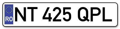 Placuta inmatriculare numar auto  NT-425-QPL, NT 425 QPL, NT425QPL
