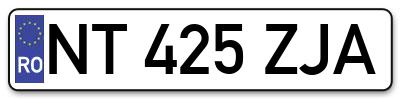 Placuta inmatriculare numar auto  NT-425-ZJA, NT 425 ZJA, NT425ZJA