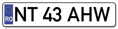 Placuta inmatriculare numar auto  NT-43-AHW, NT 43 AHW, NT43AHW