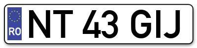 Placuta inmatriculare numar auto  NT-43-GIJ, NT 43 GIJ, NT43GIJ