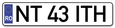 Placuta inmatriculare numar auto  NT-43-ITH, NT 43 ITH, NT43ITH