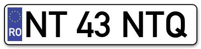 Placuta inmatriculare numar auto  NT-43-NTQ, NT 43 NTQ, NT43NTQ