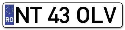 Placuta inmatriculare numar auto  NT-43-OLV, NT 43 OLV, NT43OLV