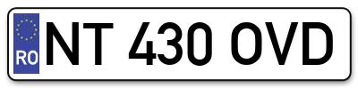 Placuta inmatriculare numar auto  NT-430-OVD, NT 430 OVD, NT430OVD