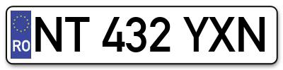 Placuta inmatriculare numar auto  NT-432-YXN, NT 432 YXN, NT432YXN