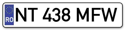 Placuta inmatriculare numar auto  NT-438-MFW, NT 438 MFW, NT438MFW
