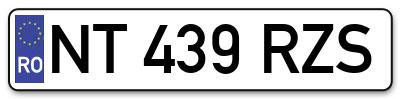Placuta inmatriculare numar auto  NT-439-RZS, NT 439 RZS, NT439RZS