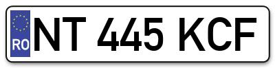 Placuta inmatriculare numar auto  NT-445-KCF, NT 445 KCF, NT445KCF