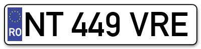 Placuta inmatriculare numar auto  NT-449-VRE, NT 449 VRE, NT449VRE