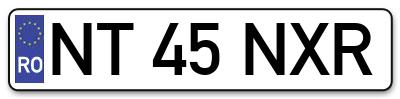 Placuta inmatriculare numar auto  NT-45-NXR, NT 45 NXR, NT45NXR