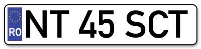 Placuta inmatriculare numar auto  NT-45-SCT, NT 45 SCT, NT45SCT