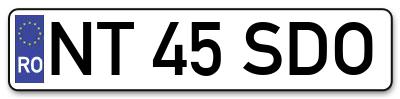 Placuta inmatriculare numar auto  NT-45-SDO, NT 45 SDO, NT45SDO