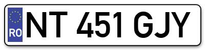 Placuta inmatriculare numar auto  NT-451-GJY, NT 451 GJY, NT451GJY