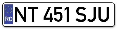 Placuta inmatriculare numar auto  NT-451-SJU, NT 451 SJU, NT451SJU