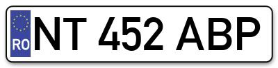 Placuta inmatriculare numar auto  NT-452-ABP, NT 452 ABP, NT452ABP