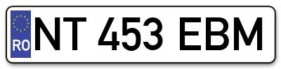 Placuta inmatriculare numar auto  NT-453-EBM, NT 453 EBM, NT453EBM