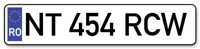 Placuta inmatriculare numar auto  NT-454-RCW, NT 454 RCW, NT454RCW