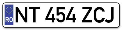 Placuta inmatriculare numar auto  NT-454-ZCJ, NT 454 ZCJ, NT454ZCJ