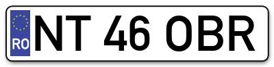 Placuta inmatriculare numar auto  NT-46-OBR, NT 46 OBR, NT46OBR