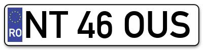 Placuta inmatriculare numar auto  NT-46-OUS, NT 46 OUS, NT46OUS