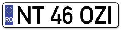 Placuta inmatriculare numar auto  NT-46-OZI, NT 46 OZI, NT46OZI