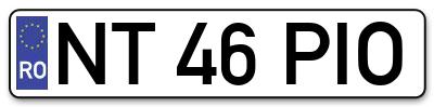 Placuta inmatriculare numar auto  NT-46-PIO, NT 46 PIO, NT46PIO