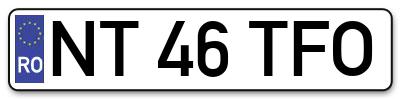 Placuta inmatriculare numar auto  NT-46-TFO, NT 46 TFO, NT46TFO
