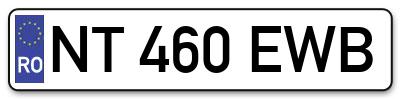 Placuta inmatriculare numar auto  NT-460-EWB, NT 460 EWB, NT460EWB