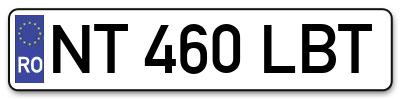 Placuta inmatriculare numar auto  NT-460-LBT, NT 460 LBT, NT460LBT