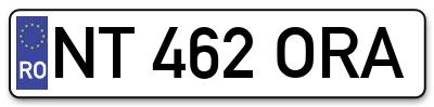 Placuta inmatriculare numar auto  NT-462-ORA, NT 462 ORA, NT462ORA