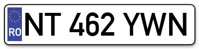 Placuta inmatriculare numar auto  NT-462-YWN, NT 462 YWN, NT462YWN