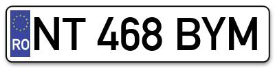 Placuta inmatriculare numar auto  NT-468-BYM, NT 468 BYM, NT468BYM
