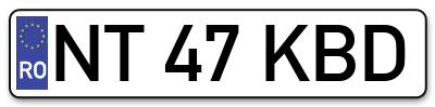 Placuta inmatriculare numar auto  NT-47-KBD, NT 47 KBD, NT47KBD