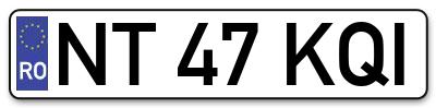 Placuta inmatriculare numar auto  NT-47-KQI, NT 47 KQI, NT47KQI