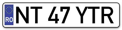 Placuta inmatriculare numar auto  NT-47-YTR, NT 47 YTR, NT47YTR