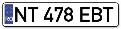 Placuta inmatriculare numar auto  NT-478-EBT, NT 478 EBT, NT478EBT