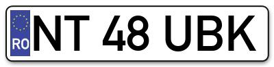 Placuta inmatriculare numar auto  NT-48-UBK, NT 48 UBK, NT48UBK
