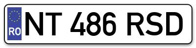 Placuta inmatriculare numar auto  NT-486-RSD, NT 486 RSD, NT486RSD