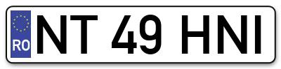 Placuta inmatriculare numar auto  NT-49-HNI, NT 49 HNI, NT49HNI