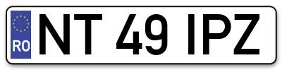 Placuta inmatriculare numar auto  NT-49-IPZ, NT 49 IPZ, NT49IPZ