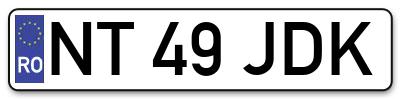 Placuta inmatriculare numar auto  NT-49-JDK, NT 49 JDK, NT49JDK