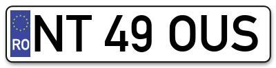 Placuta inmatriculare numar auto  NT-49-OUS, NT 49 OUS, NT49OUS