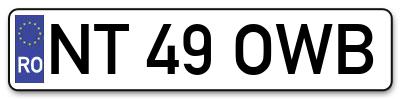 Placuta inmatriculare numar auto  NT-49-OWB, NT 49 OWB, NT49OWB