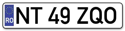 Placuta inmatriculare numar auto  NT-49-ZQO, NT 49 ZQO, NT49ZQO