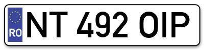 Placuta inmatriculare numar auto  NT-492-OIP, NT 492 OIP, NT492OIP