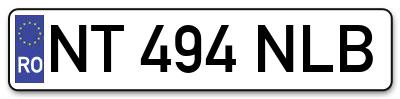 Placuta inmatriculare numar auto  NT-494-NLB, NT 494 NLB, NT494NLB