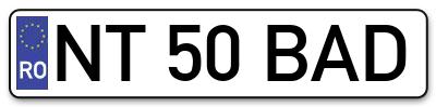 Placuta inmatriculare numar auto  NT-50-BAD, NT 50 BAD, NT50BAD