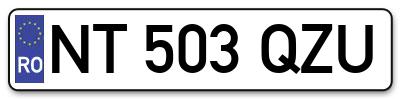 Placuta inmatriculare numar auto  NT-503-QZU, NT 503 QZU, NT503QZU